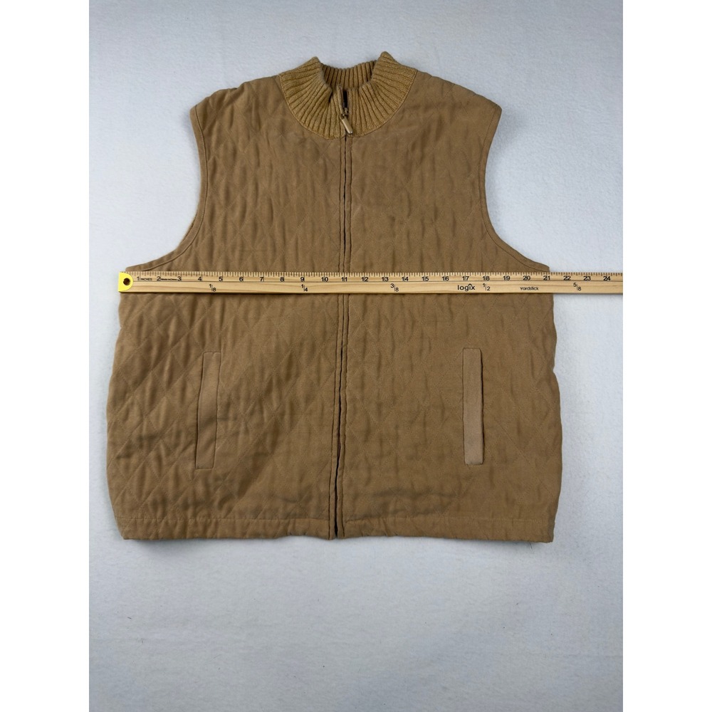 VTG Alfred Dunner Womens Tan Quilted Ribbed Knit Zip Front Vest Size 14 Camel - Picture 2 of 7